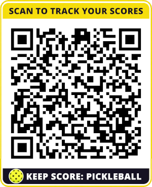 Example Keep Score: Pickleball court sticker with a custom QR code